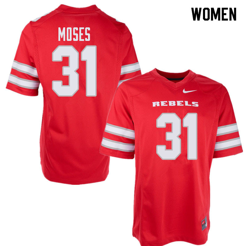 Women's UNLV Rebels #31 Kyle Moses College Football Jerseys Sale-Red - Click Image to Close
